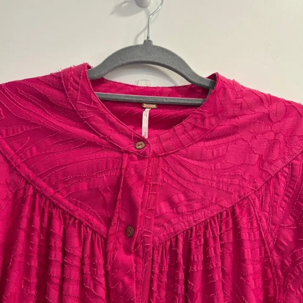 Free People Size Small S Can't Stop Dreaming Tunic Hot Pink - Picture 4 of 6
